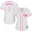 Toronto Blue Jays #8 Kendrys Morales White/Pink Fashion Womens Stitched MLB Jersey