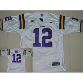 LSU Tigers 12 Jarrett Lee White College Football Jersey