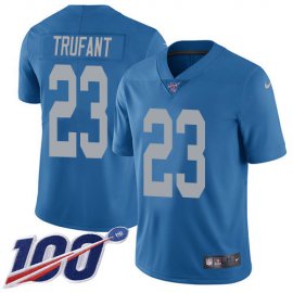 Nike Detroit Lions #23 Desmond Trufant Blue Throwback Mens Stitched NFL 100th Season Vapor Untouchable Limited Jersey