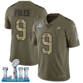 Nike Philadelphia Eagles #9 Nick Foles Olive/Camo Super Bowl LII Mens Stitched NFL Limited 2017 Salute To Service Jersey