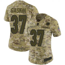 Nike Miami Dolphins #37 Myles Gaskin Camo Womens Stitched NFL Limited 2018 Salute To Service Jersey