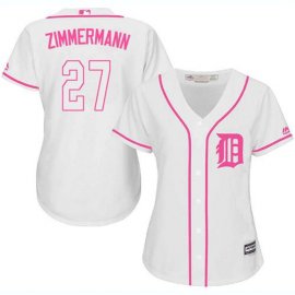 Detroit Tigers #27 Jordan Zimmermann White/Pink Fashion Womens Stitched MLB Jersey