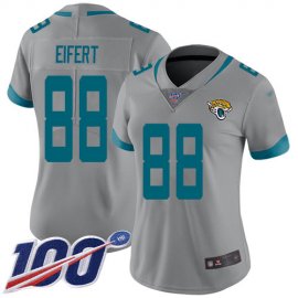 Nike Jacksonville Jaguars #88 Tyler Eifert Silver Womens Stitched NFL Limited Inverted Legend 100th Season Jersey