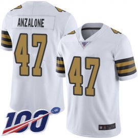Nike New Orleans Saints #47 Alex Anzalone White Mens Stitched NFL Limited Rush 100th Season Jersey