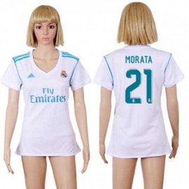 Womens Real Madrid #21 Morata Home Soccer Club Jersey