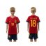 Spain #18 Jordi Alba Red Home Kid Soccer Country Jersey