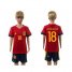 Spain #18 Jordi Alba Red Home Kid Soccer Country Jersey