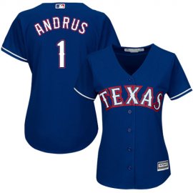 Texas Rangers #1 Elvis Andrus Blue Alternate Womens Stitched MLB Jersey