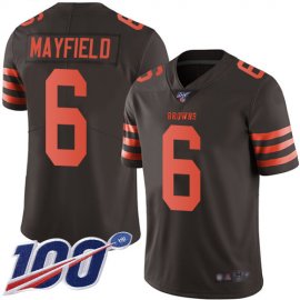 Nike Cleveland Browns #6 Baker Mayfield Brown Mens Stitched NFL Limited Rush 100th Season Jersey