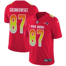 Nike New England Patriots #87 Rob Gronkowski Red Mens Stitched NFL Limited AFC 2018 Pro Bowl Jersey