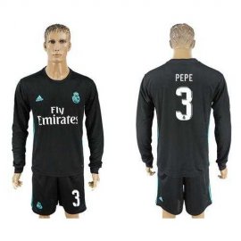 Real Madrid #3 Pepe Away Long Sleeves Soccer Club Jersey