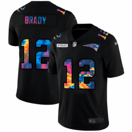 New England New England Patriots #12 Tom Brady Mens Nike Multi-Color Black 2020 NFL Crucial Catch Vapor Untouchable Limited Jersey