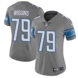 Nike Detroit Lions #79 Kenny Wiggins Gray Womens Stitched NFL Limited Rush Jersey