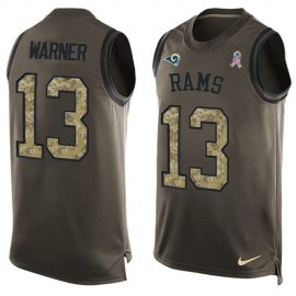 Nike Los Angeles Rams #13 Kurt Warner Green Mens Stitched NFL Limited Salute To Service Tank Top Jersey