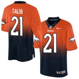 Nike Denver Broncos #21 Aqib Talib Orange/Navy Blue Mens Stitched NFL Elite Fadeaway Fashion Jersey