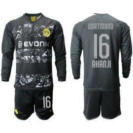 Dortmund #16 Akanji Away Long Sleeves Soccer Club Jersey