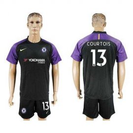 Chelsea #13 Courtois Black Goalkeeper Soccer Club Jersey
