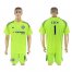 Chelsea #1 Cech Shiny Green Goalkeeper Soccer Club Jersey
