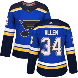 Adidas St. Louis Blues #34 Jake Allen Blue Home Authentic Womens Stitched NHL Jersey