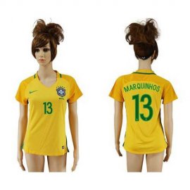 Womens Brazil #13 Marquinhos Home Soccer Country Jersey