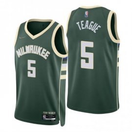Nike Milwaukee Bucks #5 Jeff Teague Green Mens 2021-22 NBA 75th Anniversary Diamond Swingman Jersey – Icon Edition Mens