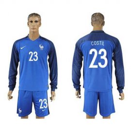 France #23 Costil Home Long Sleeves Soccer Country Jersey