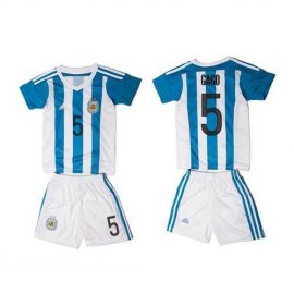 Argentina #5 Gago Home Kid Soccer Country Jersey
