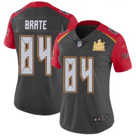 Nike Tampa Bay Buccaneers #84 Cameron Brate Gray Womens Super Bowl LV Champions Patch Stitched NFL Limited Inverted Legend Jersey