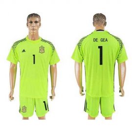 Spain #1 De Gea Shiny Green Goalkeeper Soccer Country Jersey