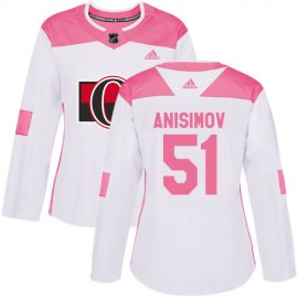 Adidas Ottawa Senators #51 Artem Anisimov White/Pink Authentic Fashion Womens Stitched NHL Jersey