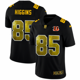 Cincinnati Cincinnati Bengals #85 Tee Higgins Mens Black Nike Golden Sequin Vapor Limited NFL Jersey