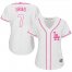 Los Angeles Dodgers #7 Julio Urias White/Pink Fashion Womens Stitched MLB Jersey