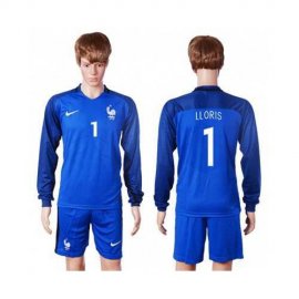 France #1 LLORIS Home Long Sleeves Soccer Country Jersey
