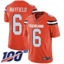 Nike Cleveland Browns #6 Baker Mayfield Orange Alternate Mens Stitched NFL 100th Season Vapor Limited Jersey