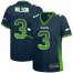 Nike Seattle Seahawks #3 Russell Wilson Steel Blue Team Color Womens Stitched NFL Elite Drift Fashion Jersey