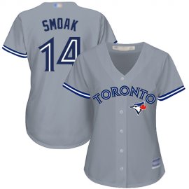 Toronto Blue Jays #14 Justin Smoak Grey Road Womens Stitched MLB Jersey