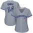 Toronto Blue Jays #14 Justin Smoak Grey Road Womens Stitched MLB Jersey