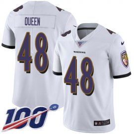 Nike Baltimore Ravens #48 Patrick Queen White Mens Stitched NFL 100th Season Vapor Untouchable Limited Jersey
