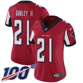 Nike Atlanta Falcons #21 Todd Gurley II Red Team Color Womens Stitched NFL 100th Season Vapor Untouchable Limited Jersey