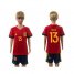 Spain #13 Mata Red Home Kid Soccer Country Jersey