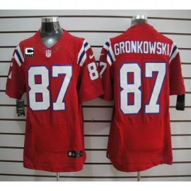 Nike New England Patriots #87 Rob Gronkowski Red Alternate With C Patch Mens Stitched NFL Elite Jersey