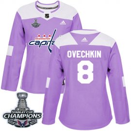 Adidas Washington Capitals #8 Alex Ovechkin Purple Authentic Fights Cancer Stanley Cup Final Champions Womens Stitched NHL Jersey