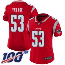 Nike New England Patriots #53 Kyle Van Noy Red Womens Stitched NFL Limited Inverted Legend 100th Season Jersey