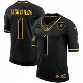 Miami Dolphins #1 Tua Tagovailoa Mens Nike 2020 Salute To Service Golden Limited NFL Jersey Black
