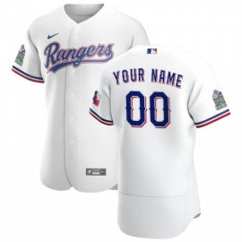 Texas Rangers Custom Mens Nike White Home 2020 Authentic Patch Player MLB Jersey