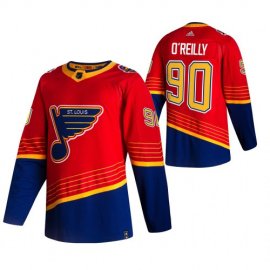 St. Louis Blues #90 Ryan OReilly Red Mens Adidas 2020-21 Reverse Retro Alternate NHL Jersey