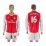 Arsenal #16 Ramsey Red Home Long Sleeves Soccer Club Jersey