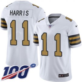 Nike New Orleans Saints #11 Deonte Harris White Mens Stitched NFL Limited Rush 100th Season Jersey