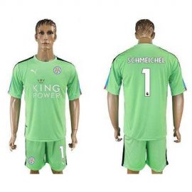 Leicester City #1 Schmeichel Green Goalkeeper Soccer Club Jersey