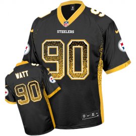 Nike Pittsburgh Steelers #90 T. J. Watt Black Team Color Youth Stitched NFL Elite Drift Fashion Jersey